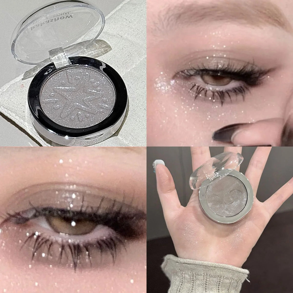 Pink Glitter Eyeshadow Powder Highlighter Monochrome Diamond Shimmer Silkworm Brighten Highgloss Sequins Multi-purpose Makeup