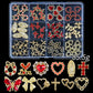 120pcs/box 3D Gold Bow Butterfly Nail Metal Charms Shiny Cute Bowtie/Diamond Star Nail Jewelry 120 Luxury Nail Art Supplies #RE4