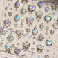 Elegant Gold Scepter 5D Nail Art Stickers Gorgeous Gemstone Luxury Courtly Pattern Necklace Frame Self Adhesive Manicure Decals