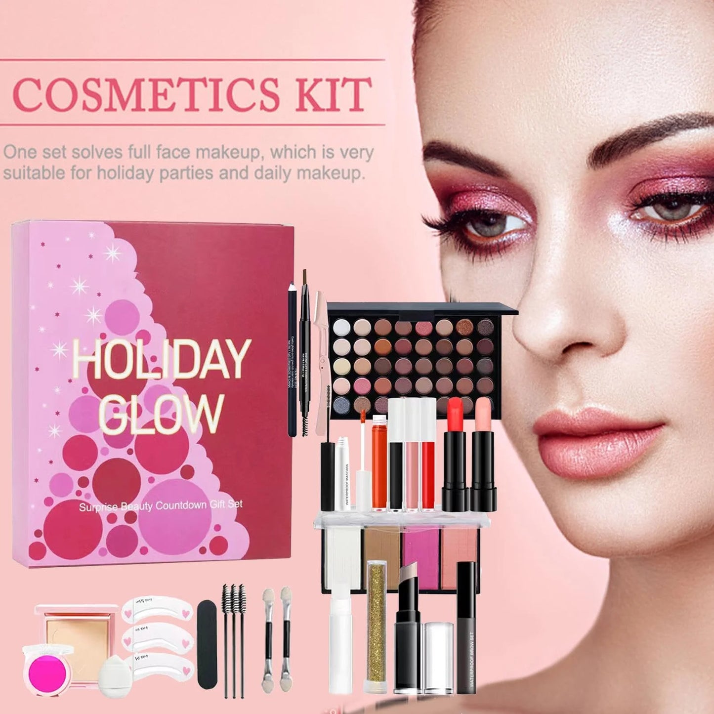 2025 Christmas Countdown Makeup Set Lipstick Eye Shadow Cosmetics 24pcs Holiday Beauty Advent Calendar Gift Box for Women Girls