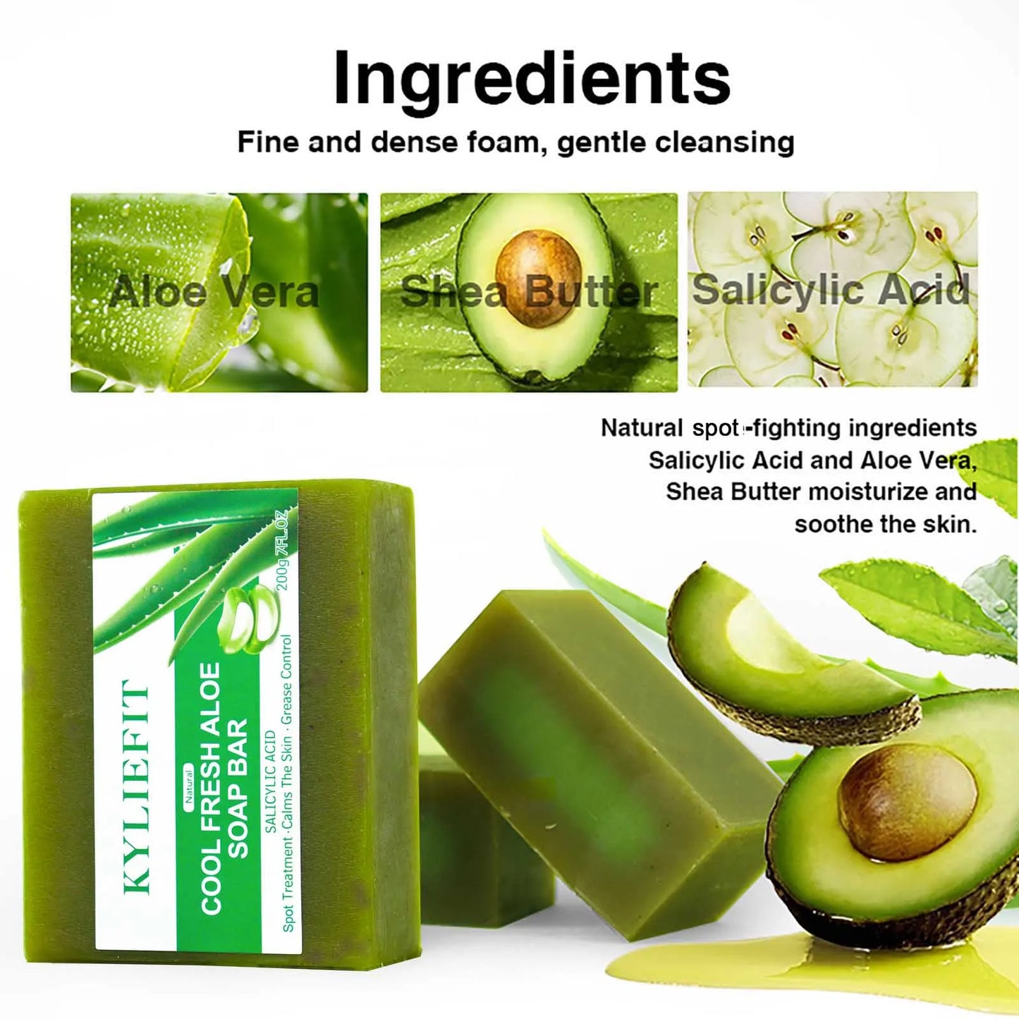 Aloe Vera Soap Bar With All Natural Ingredients, Remove Acne, Dark Spots, Brightening, Oil Control, Clean Skin, Exfoliation