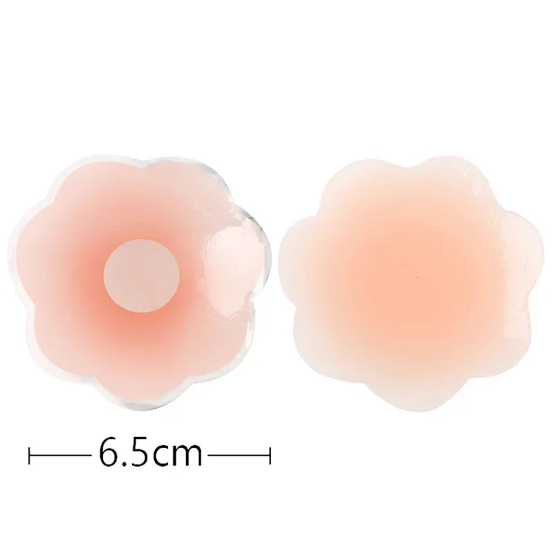 Reusable Women Breast Petals Lift Nipple Cover Invisible Petal Adhesive Strapless Backless Stick on Bra Silicone Breast Stickers