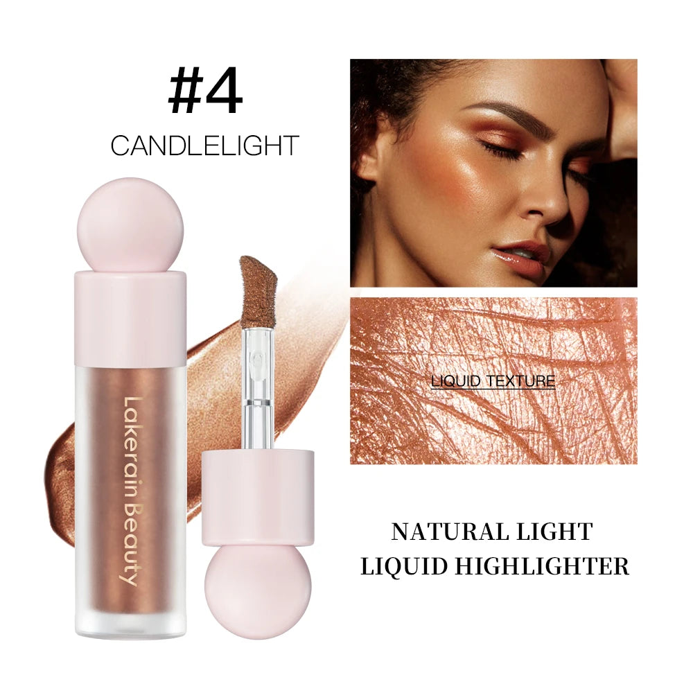 4 Colors Liquid Highlighter Brighten Skin Tone Highlighter Lightweight High Glossy Finish Natural Glow Liquid Luminizer Makeup