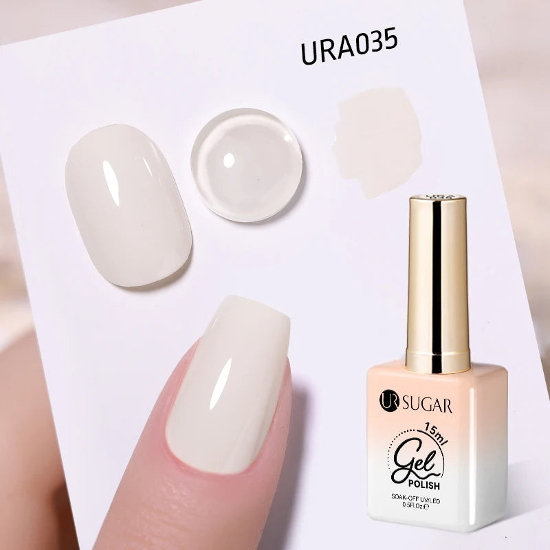 UR SUGAR 15ml Jelly Milky White Translucent Color Gel Polish Semi Permanent UV Gel Nail Art Soak Off Gel Varnish Latest Fashion
