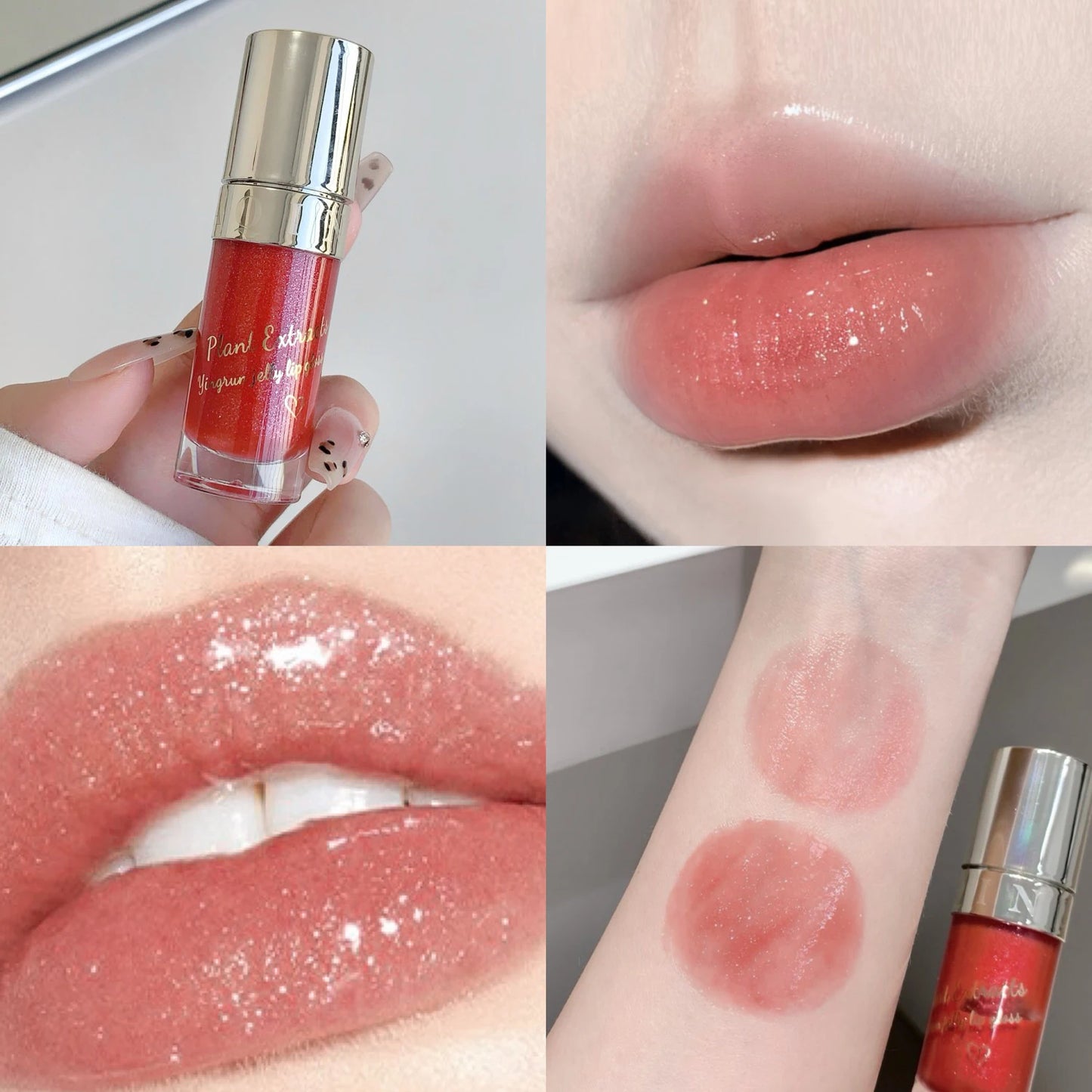 Sparkling Glitter Lip Gloss Shiny Pearl Lip Glaze Plant Extract Moisturize Jelly Lip Oil Long Lasting Makeup Non-Sticky Lipstick