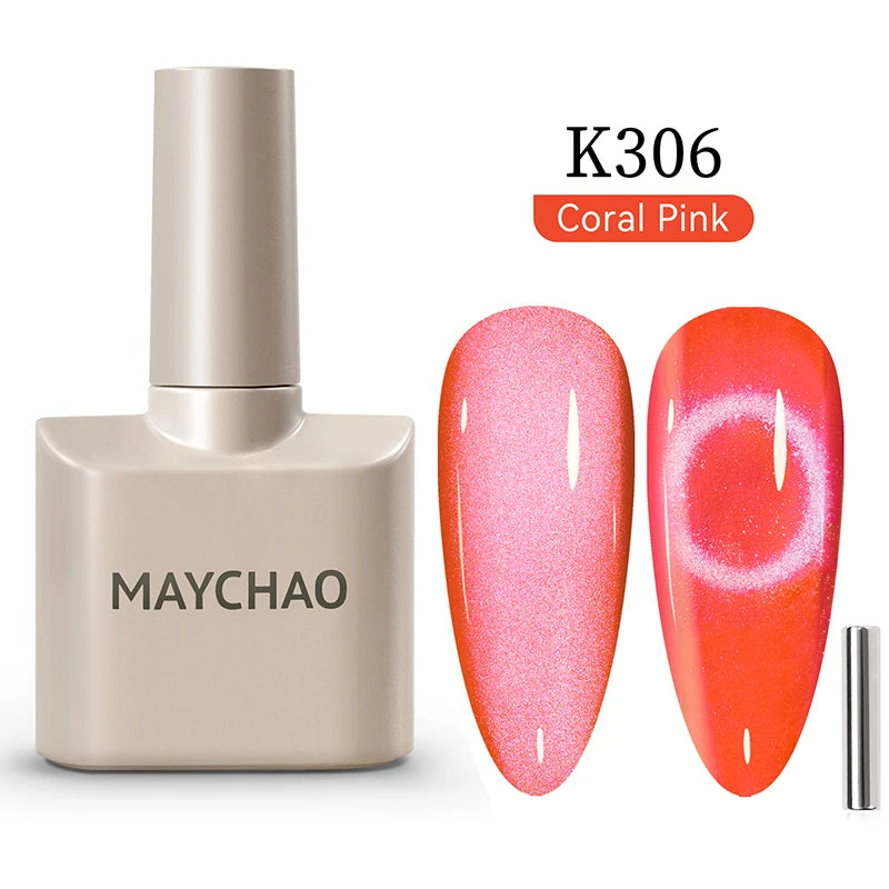 MAYCHAO 10ml Cat Magnetic Gel Nail Polish Cat Eye Glitter Effect Semi Permanent Soak Off UV Gel Varnish Manicure For Nail Art
