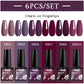 MTSSII 6PCS/Set Sparkly Red Roes Red Gel Nail Polish Shinning Nail Art LED UV Gel Varnish Nail Supplies Manicure Kit for Nails