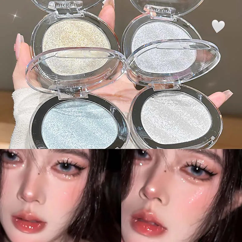 Shimmer Glitter Powder Highlighter Palette Shiny Diamond White Eyeshadow Highlight Makeup Face and Body Brighten Natural Contour