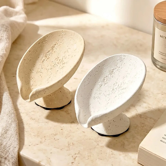 Luxury Travertine Lotus Leaf Draining Soap Dish Minimalist Soap Box Soap Holder Storage Rack For Bathroom Hotel Use