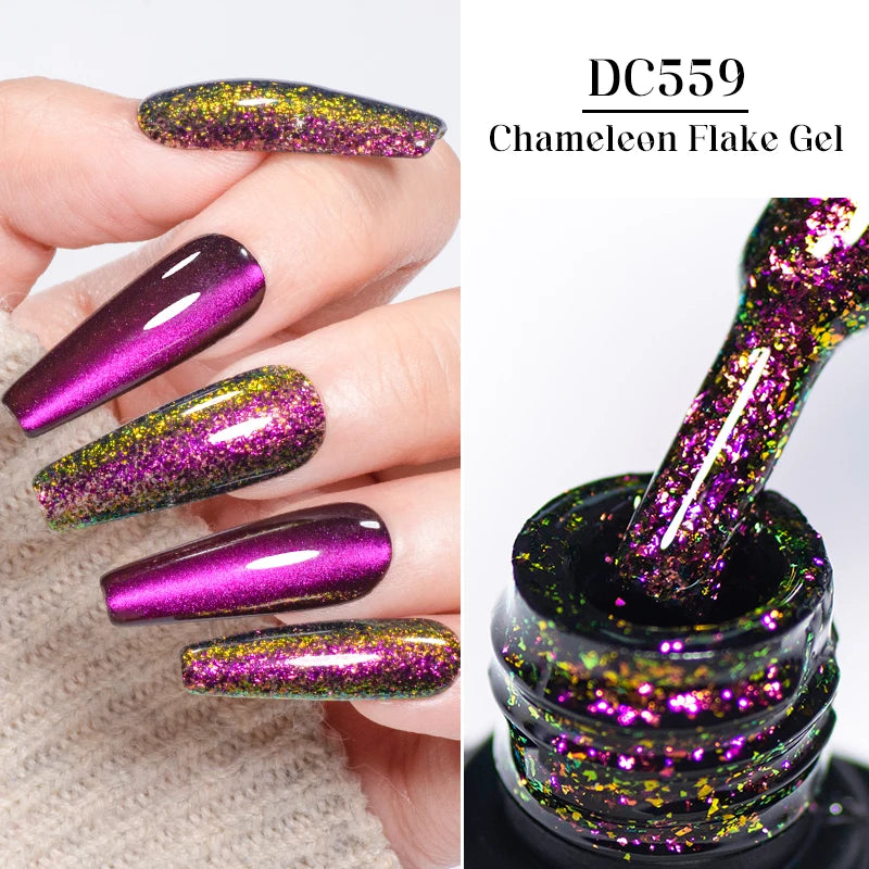 7ml Chameleon Glitter Sequins Gel Nail Polish Aurora Laser Semi Permanent Nail Gel Varnish Hybrid Soak Off UV Gel For Manicure