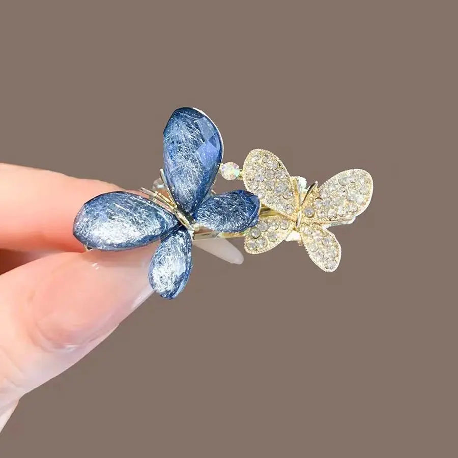 Dreamy Crystal Glass Hairpin, Ultra-Fairy and Dynamic Butterfly Side Clip, Exquisite Side Bangs Clip, Hairpin for Stray Hair