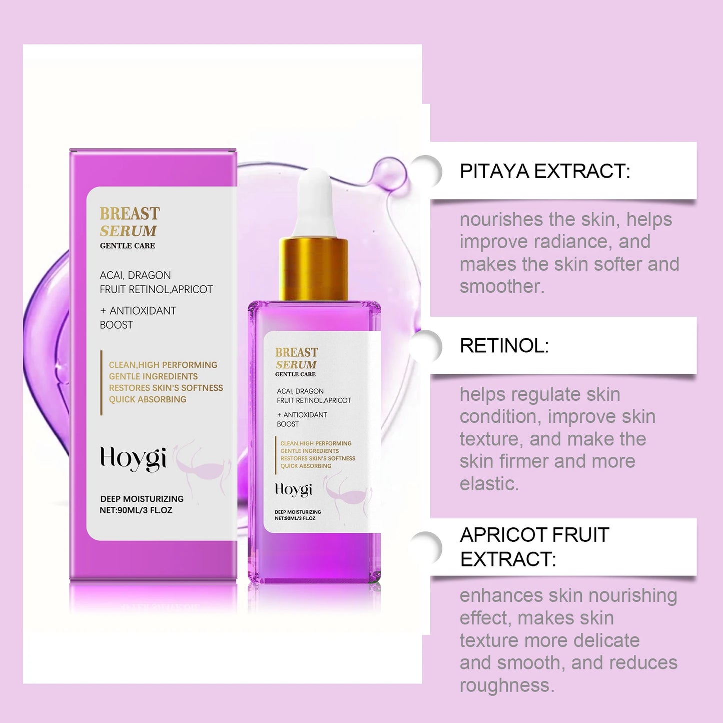 HOYGI Breast Firm Serum Nourishing Smoothing Boost Skin Elasticity Improve Skin Texture Moisturizing Lift Chest Massage Cream