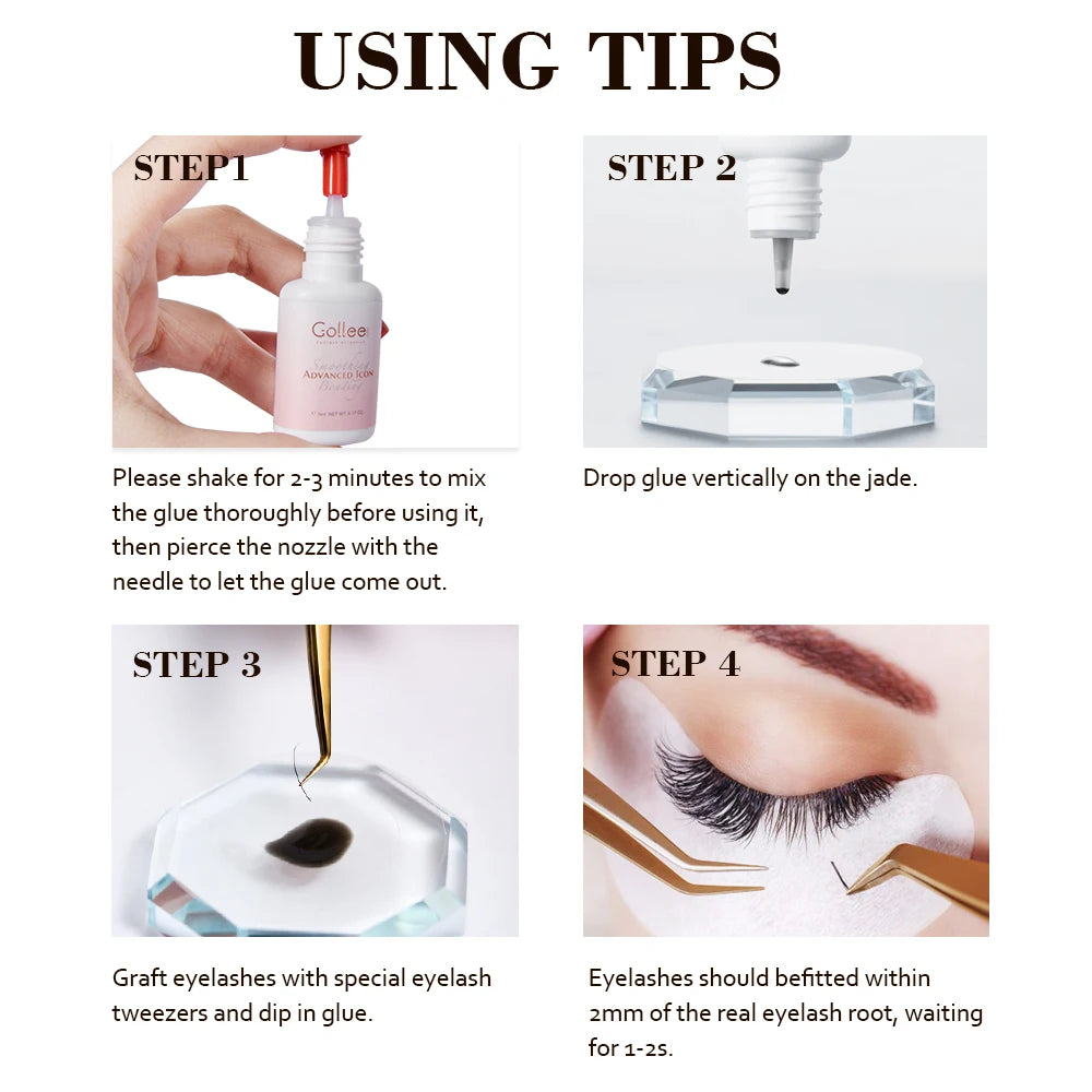 Gollee 1s Fast Dry Glue Lash Bonding Jelly Pink Eyelash Extension Glue Eyelash Adhesive Booster Cuticle Opening Accelerator tool