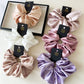 Satin Silk Like Hair Scrunchies Black Big Hair Ties For Girl Scrunchie Solid Color Hair Accessories Scrunch Headbands For Women