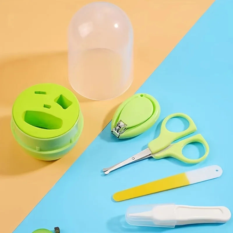 4pcs Infant Baby Clipper Nail Set, Baby Grooming Kit, 4-in-1 Baby Care Set, Baby Nail Clipper, Scissors, Nail File, Tweezer