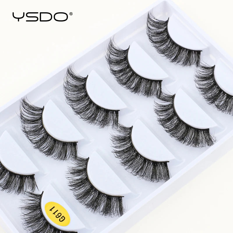 YSDO Eyelashes 3/5 Pairs Natural Long 3D Mink Lashes Fluffy Volume Mink False Eyelashes Cruelty Free Wispy Lashes Makeup Cilios
