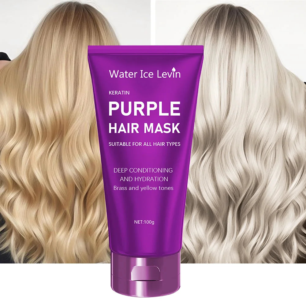 Purple Hair Mask - Lotion Is for Blonde Hair, Platinum, Bleached, Silver, Gray, Gray and Brass Hair - Remove Yellow Blend Dry, Damaged Hair - No Residual and Vegetarian Food