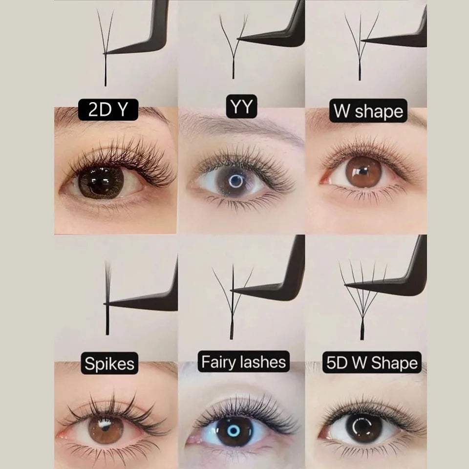 2D Y Single Tip Eyelash Extension 3D 4D W Natural Soft Wispy Eyelashes Individual False Lashes Mesh Net Cross Lash Makeup Cilio