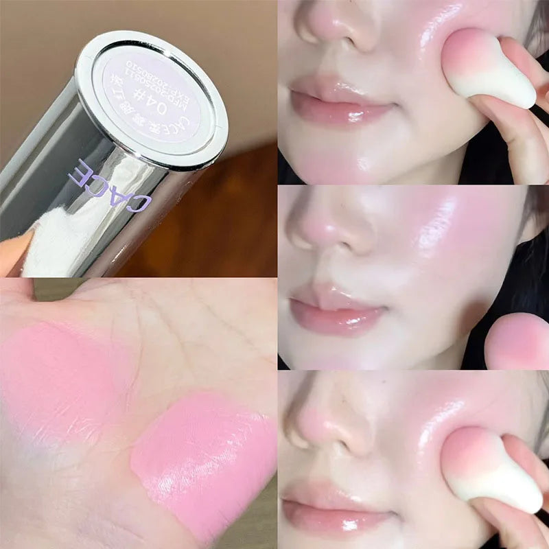 4 Colour Matte Liquid Water Light Sensation Blush Easy To Apply Big Sponge Brush Head Smooth Cheek Natural Blush Rouge for Girls