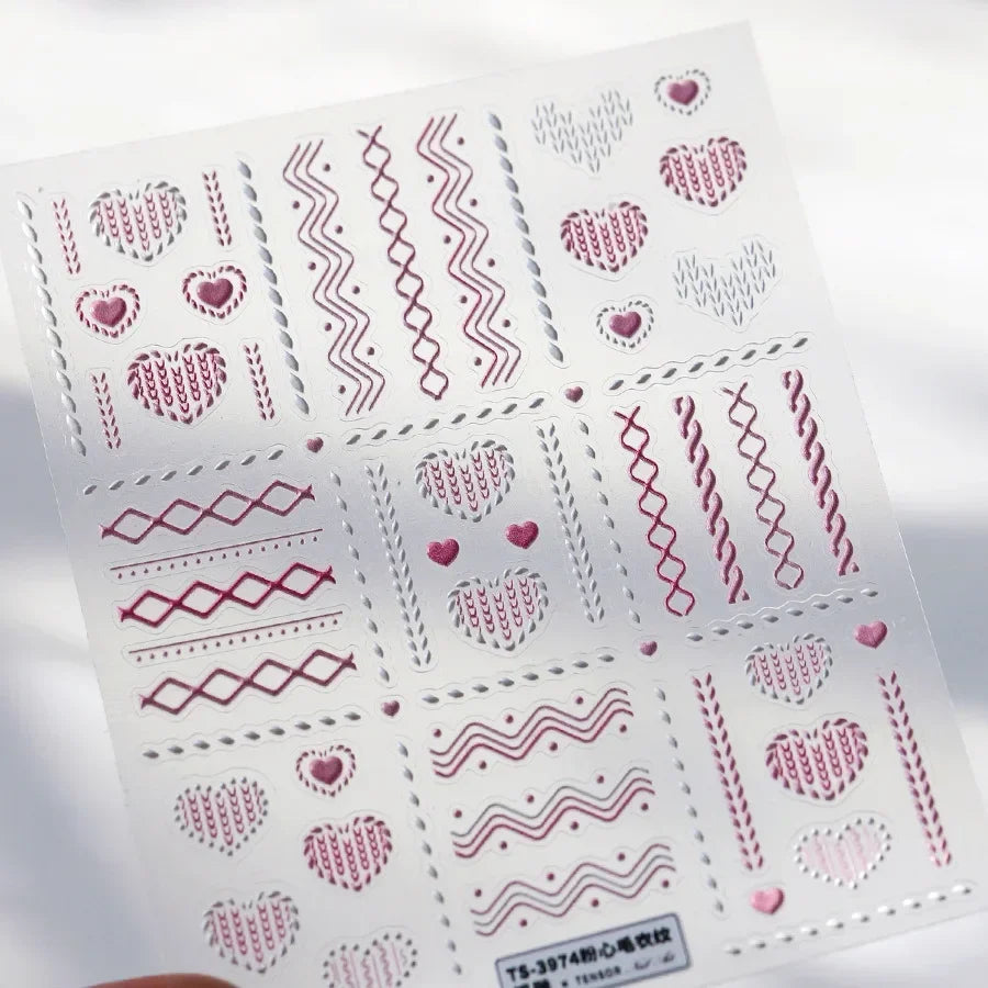 Cat's Eye 5D Gradient European Love Heart Gem Wing Crystal Geometric Colorful Self Adhesive Nail Art Stickers Manicure Decals