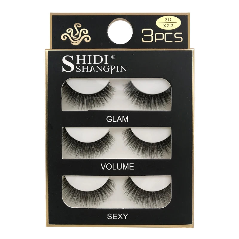 Faux Cils 3 Pairs False Eyelashes Natural Long 3D Mink Lashes Soft Fluffy Wispy Handmade Fake Lashes Eye Makeup Tools Maquiagem