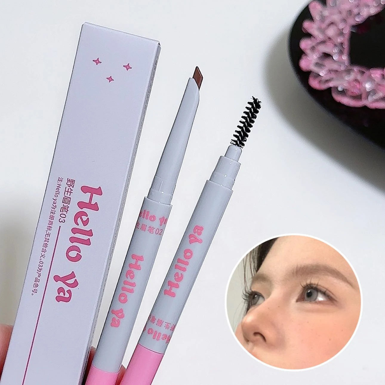 2 in 1 Eyebrow Pencil Professional Cosmetics Makeup 4 Colors Waterproof Eyebrow Tattoo Brush Long Lasting Eyebrow Pen