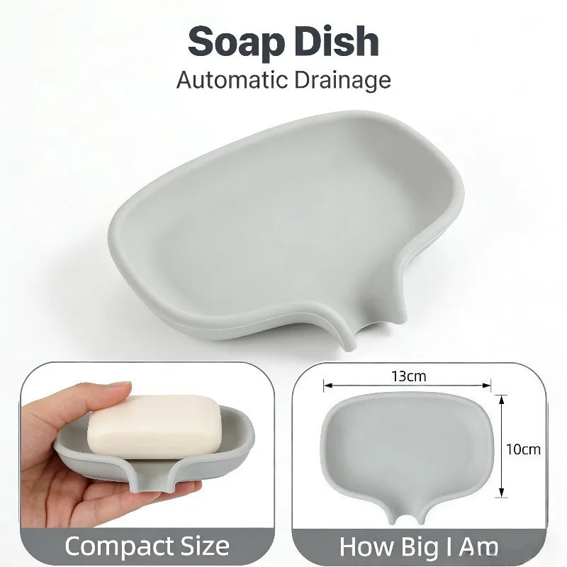 Minimalist Rectangular Soap Dish with Drainage Holes Modern Bathroom Holder Durable Plastic Soap Saver for Sink Shower Tray