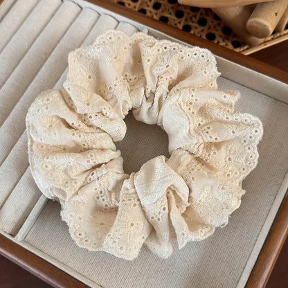 Spring Sweet Lace Hair Scrunchies Headbands for Women Girls Fashion Hair Rope Female Tie Ponytail Rubber Band Decoration Retro