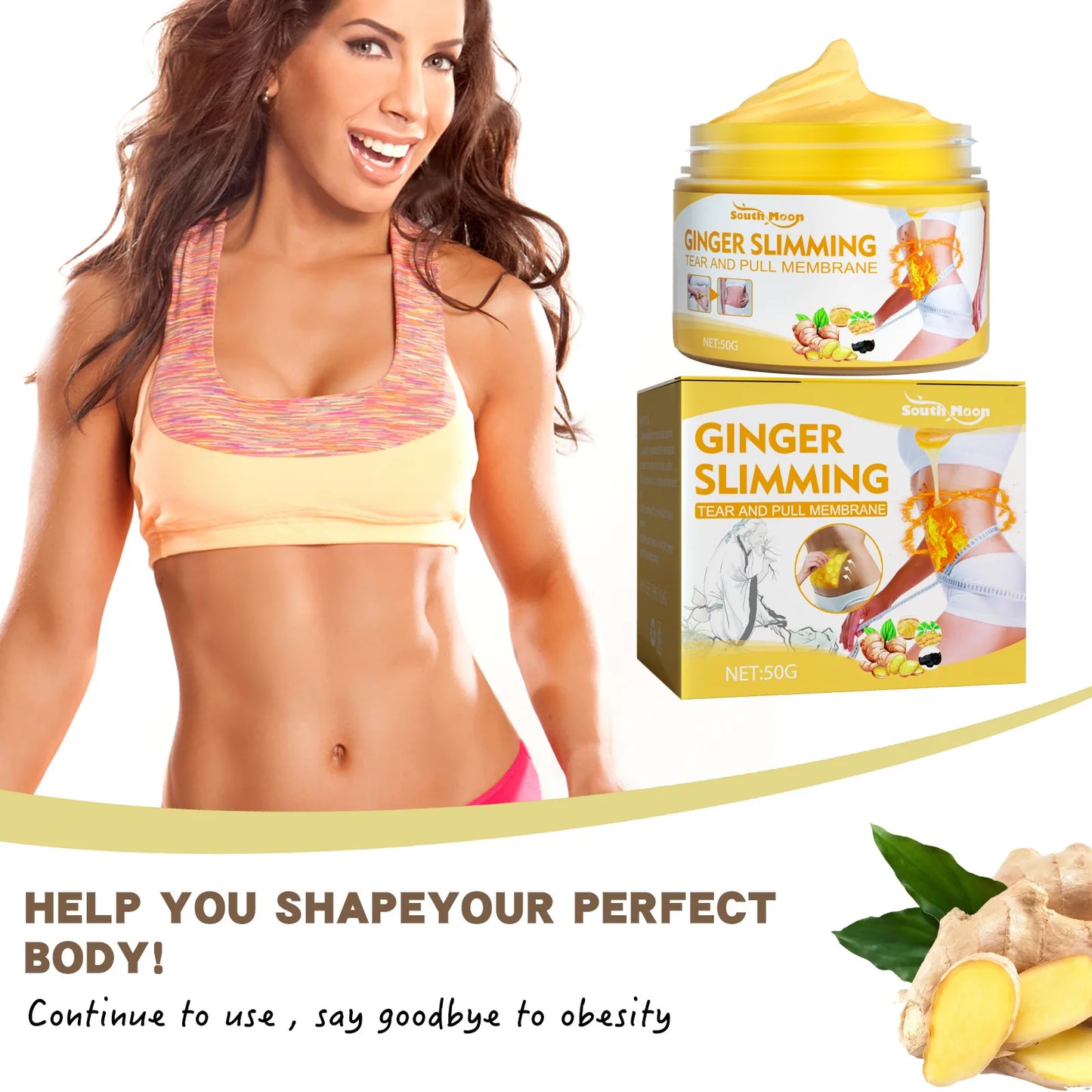South Moon Shaping Body Cream Anti-cellulite Firming Ginger Slim Gel Weight Lose Fat Burning Slimming Hot Fat Burning Cream