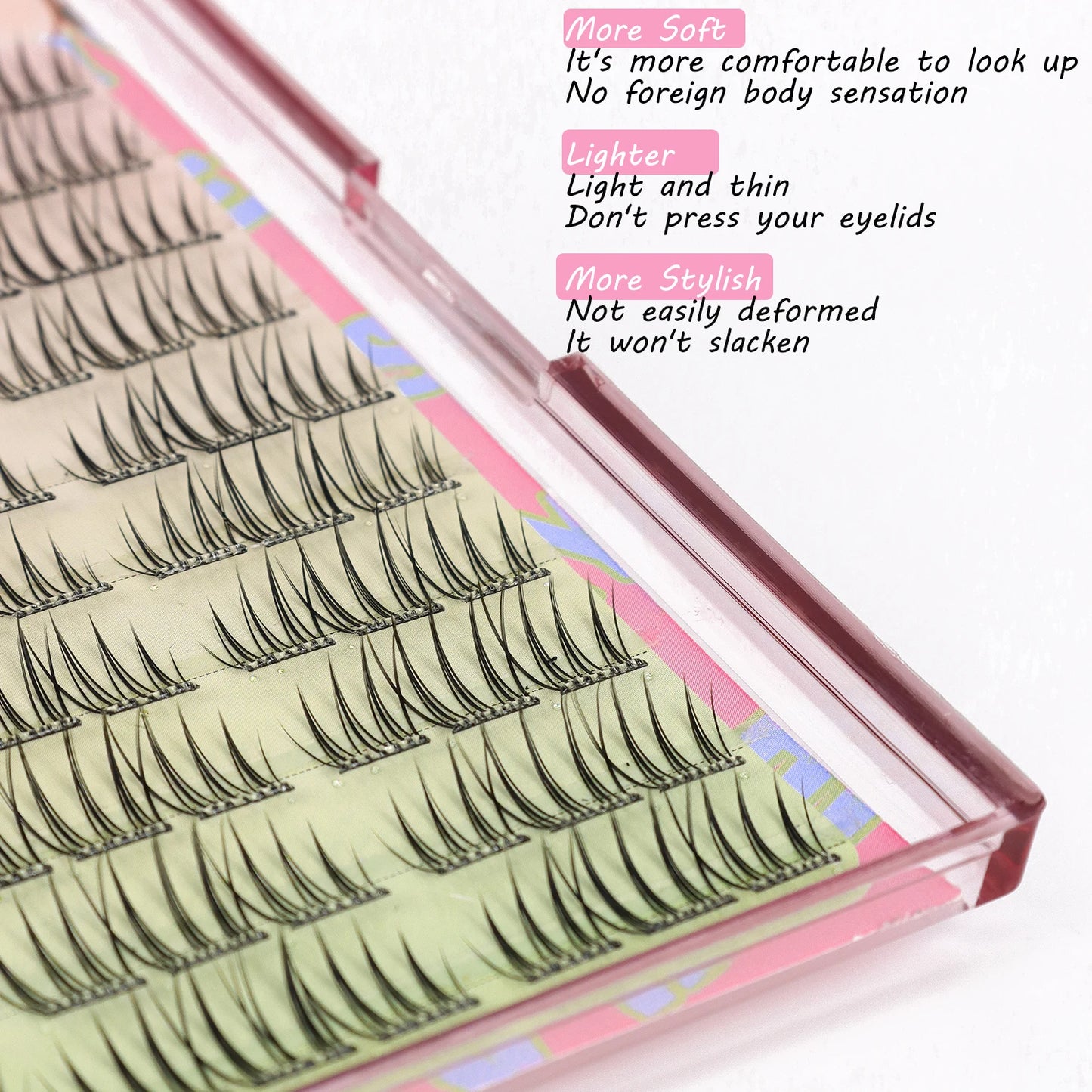 90 Pcs Self-adhesive Eyelash Cluster Idol Single Cluster DIY Girl Group Natural Trilogy Cartoon Glue-Free False Eyelashes
