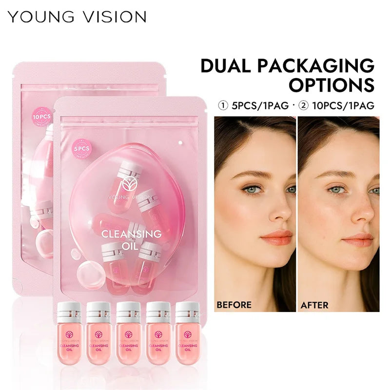 5/10 Capsules of Cleansing and Makeup Remover Oil Gentle Facial Makeup Remover Travel Portable Moisturize Soothe Cleansing Oil
