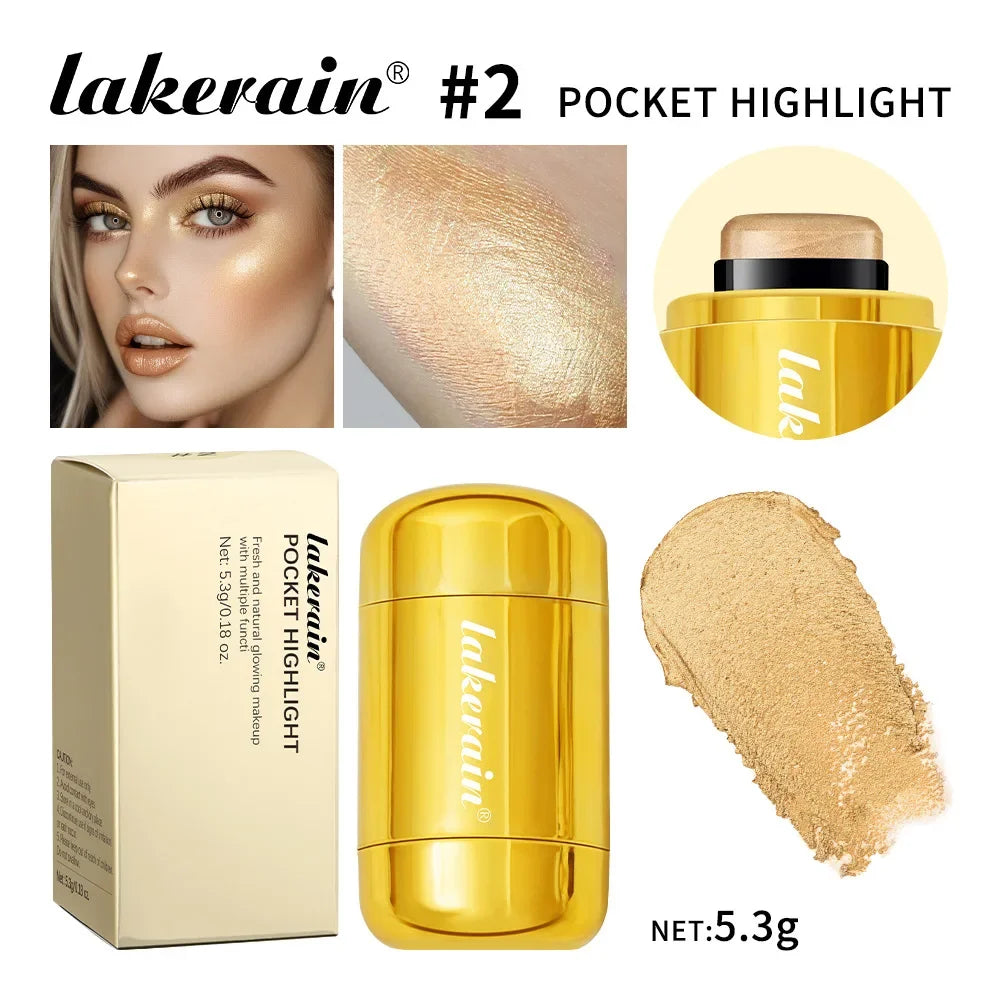 Makeup Highlight Bronzer Stick Shimmer Champagne Brown Shine Highlighter Cream Face Body Brighten Glitter Natural Contour Blush