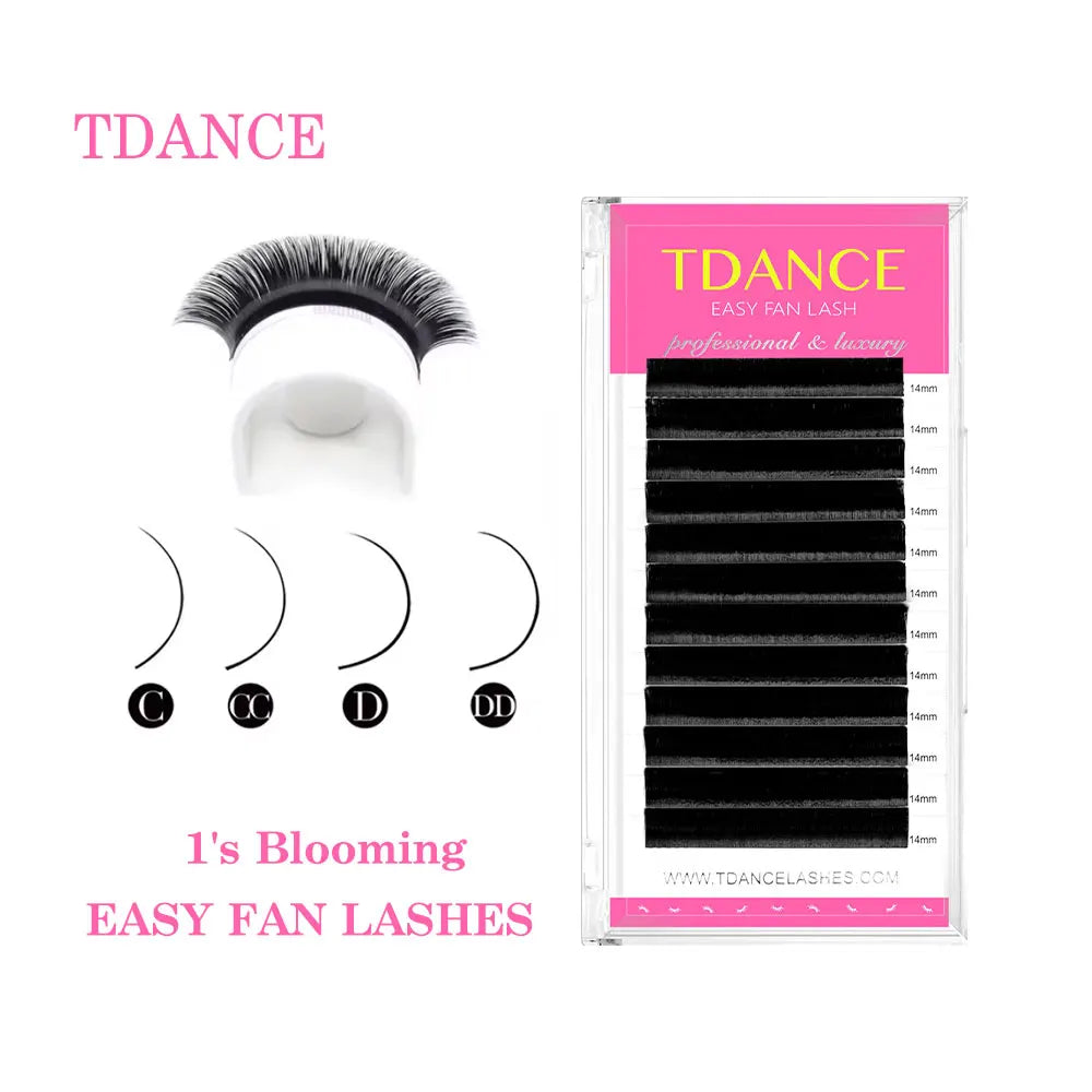 TDANCE Easy Fan Lashes Faux Mink Eyelash Extension Fast Bloom Austomatic Flowering Self-Making Volume Soft Natural Makeup Beauty