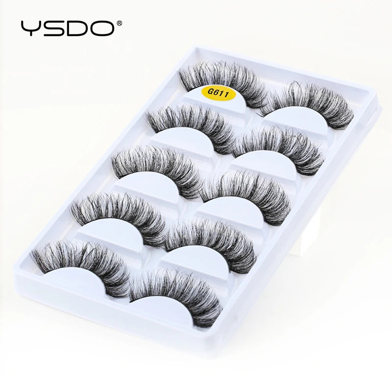YSDO Eyelashes 3/5 Pairs Natural Long 3D Mink Lashes Fluffy Volume Mink False Eyelashes Cruelty Free Wispy Lashes Makeup Cilios