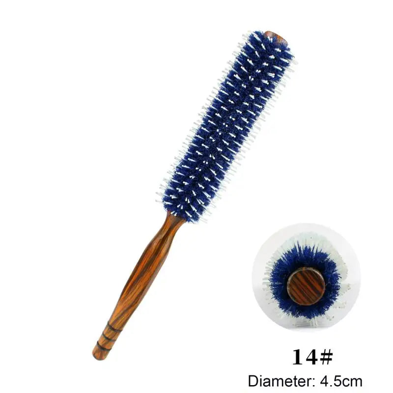 For Hair Curly Comb Barber Salon Anti Static Wood Natural Boar Bristle Hair Round Brush Hairdresser Styling Tool Teasing Brush
