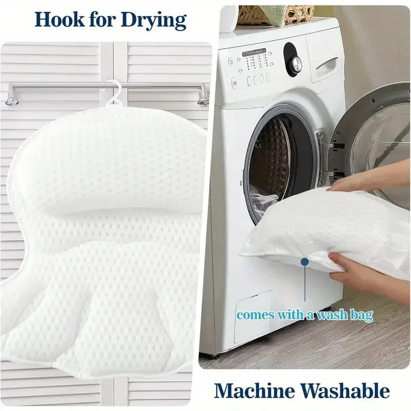 Bath Pillow Bathtub Pillow, Luxury Bath Pillows for Tub Neck and Back Support, Bath Tub Pillow Headrest with Soft 4D Mesh