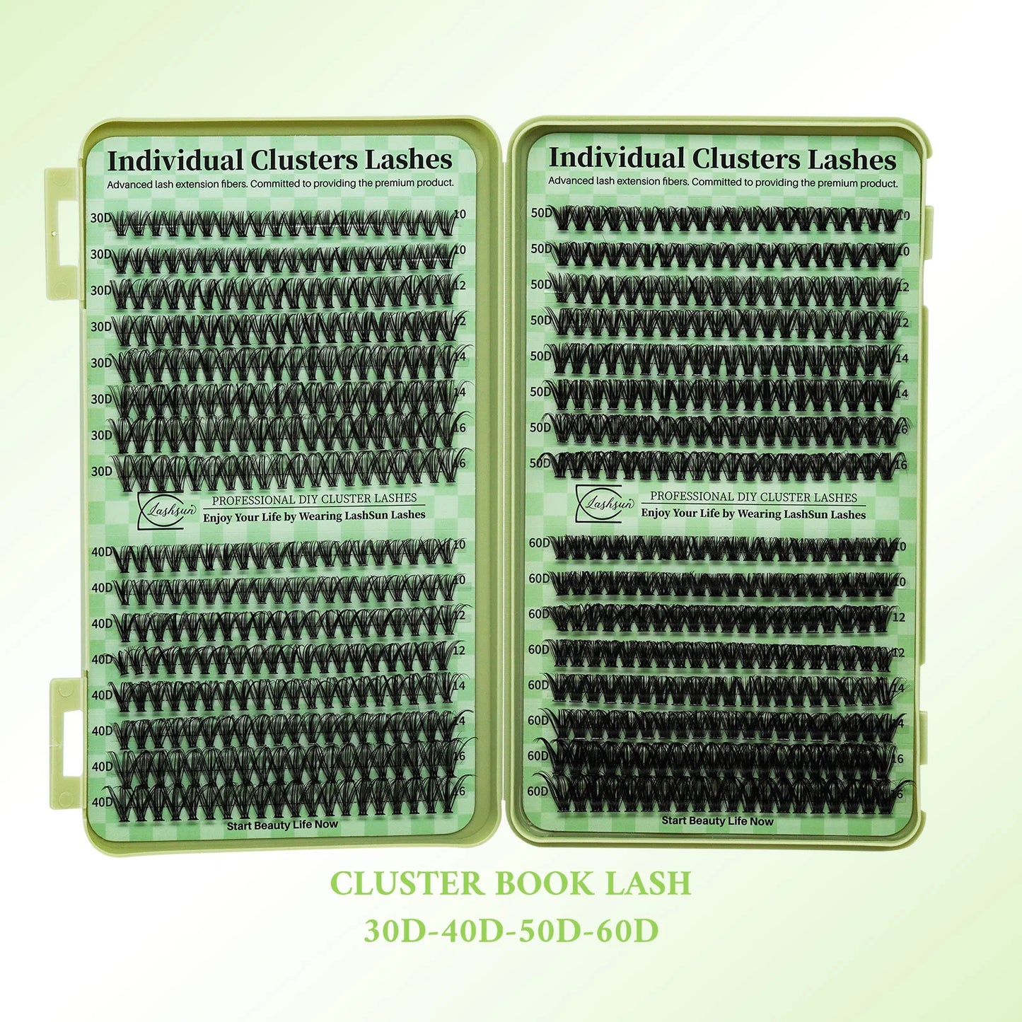 LASHSUN Lash Clusters book DIY Eyelash Extensions Clusters Lashes book D Curl LASH Mega Volume Individual Lashes Eyelash Cluster