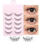 DINGSEN 5 Pairs Manga Lashes Eyes Lashes Soft Natural Long Eyelashes Fake Lashes Anime Wispy Strip False Eyelashes Makeup