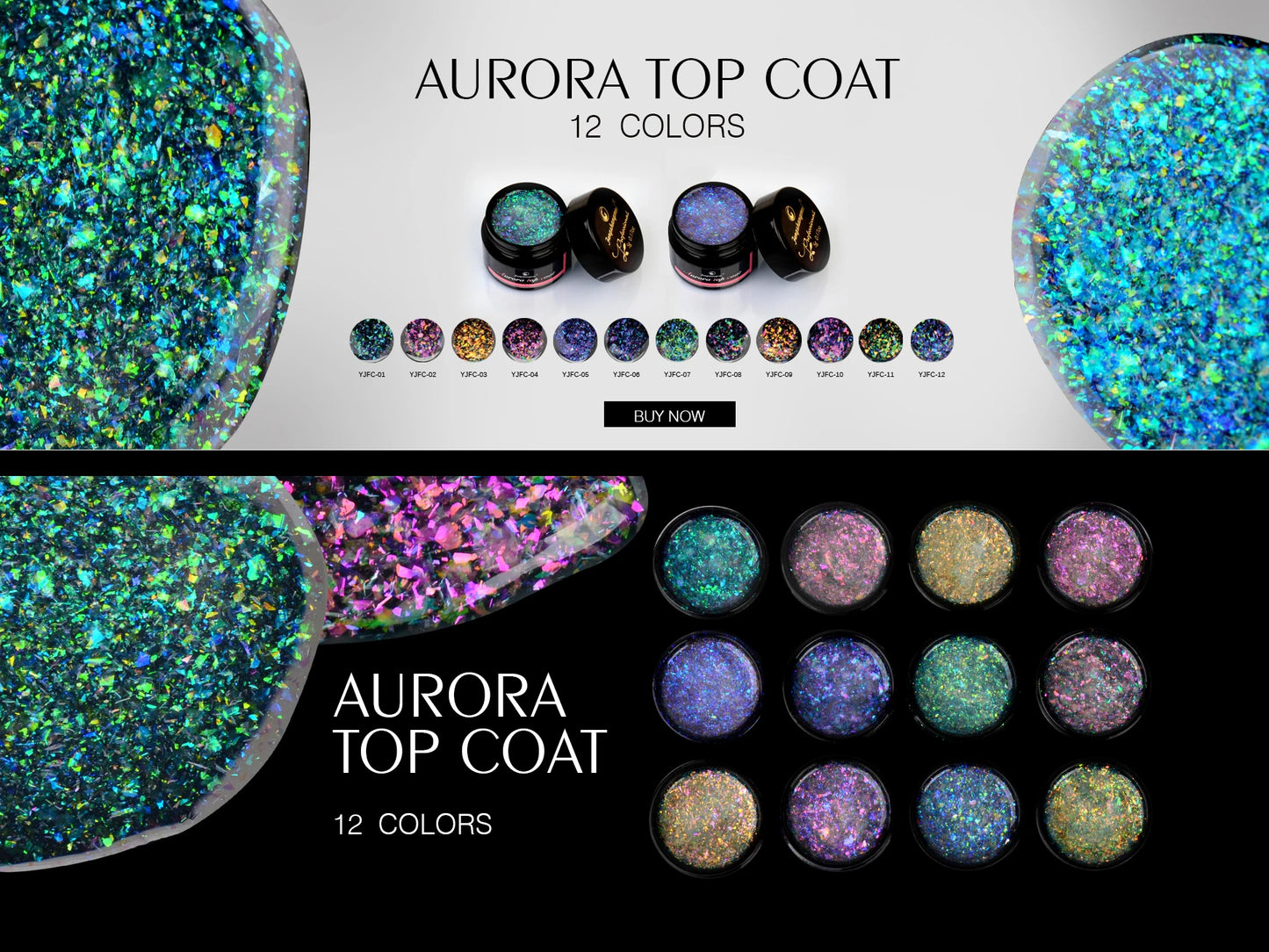Aurora Glitter Gel Nail Polish 3D Non-Sticky Builder Gel Formula Long-Lasting Shine Soak Off UV/LED Cured Perfect for Manicures