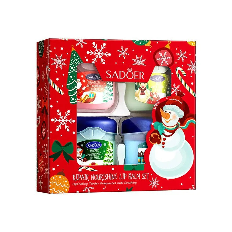 SADOER Gift Box Christmas Fragrance Moisturizing Hand Cream Set Lipstick Souvenir Moisturizing Anti-Drying Girl Holiday Gift