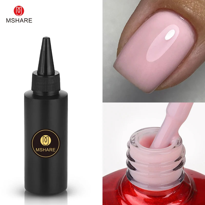 MSHARE Milk Milky Pink Rubber Base Coat Color Nail Gel Polish Semi Transparent French Camouflage Soak off UV LED Varnish 100ml