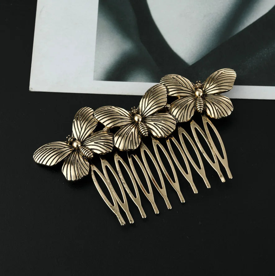 Metal Butterfly Hair Comb For Women Vintage Bridal Hair Clips Pins Bride Hairstyle Fashion Wedding Hair Accessories