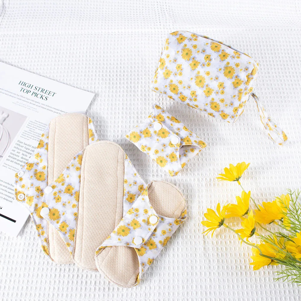 New Colourful Cotton Sanitary Pads Set Washable Menstrual Pads Reusable Nursing Pad Ladies Bratehable Cloth Menstruation Gift