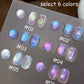 1-6pcs TC New Pink Purple Cat Eye Aurora Fantasy Cat Eye Gel Nail Polish Dreamy Fantasy Star Sky Crystal Glass Beads Nail Art