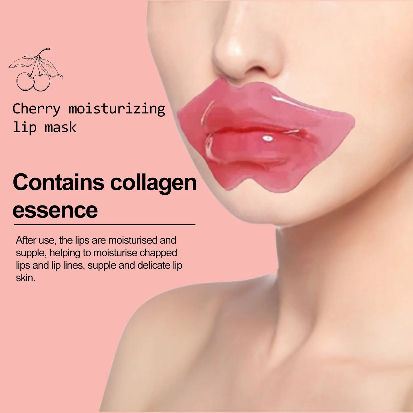 EELHOE Collagen Cherry Lip Mask Nourishing Repair Lips Plumper Lighten Lines Firming Moisturizing Anti-dryness Labial Gel Patch