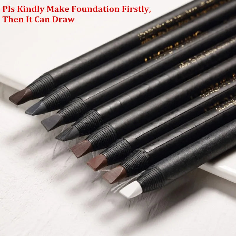 12PCS White Eyebrow Pencil Draw Line Pen Eyeshadow Natural Long-Lasting Brows Tint Waterproof Eye Brow Makeup Beauty Definer