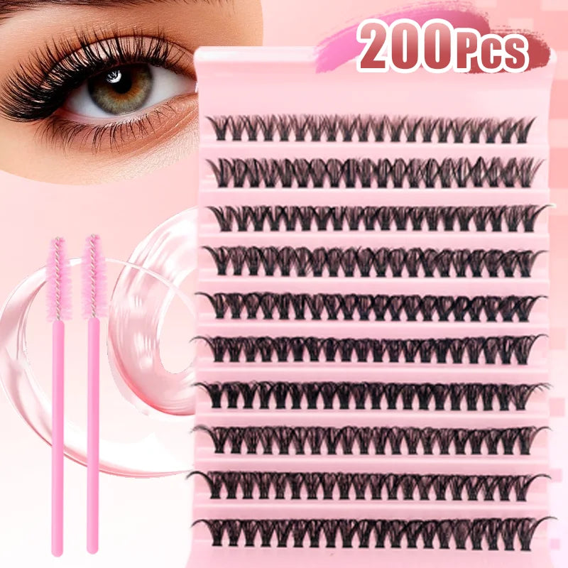 200/800 Pcs Lash Book Kit 8-16mm Premium Lash Extensions 30D 40D 50D 60D Reusable False Eyelashes for Beginners
