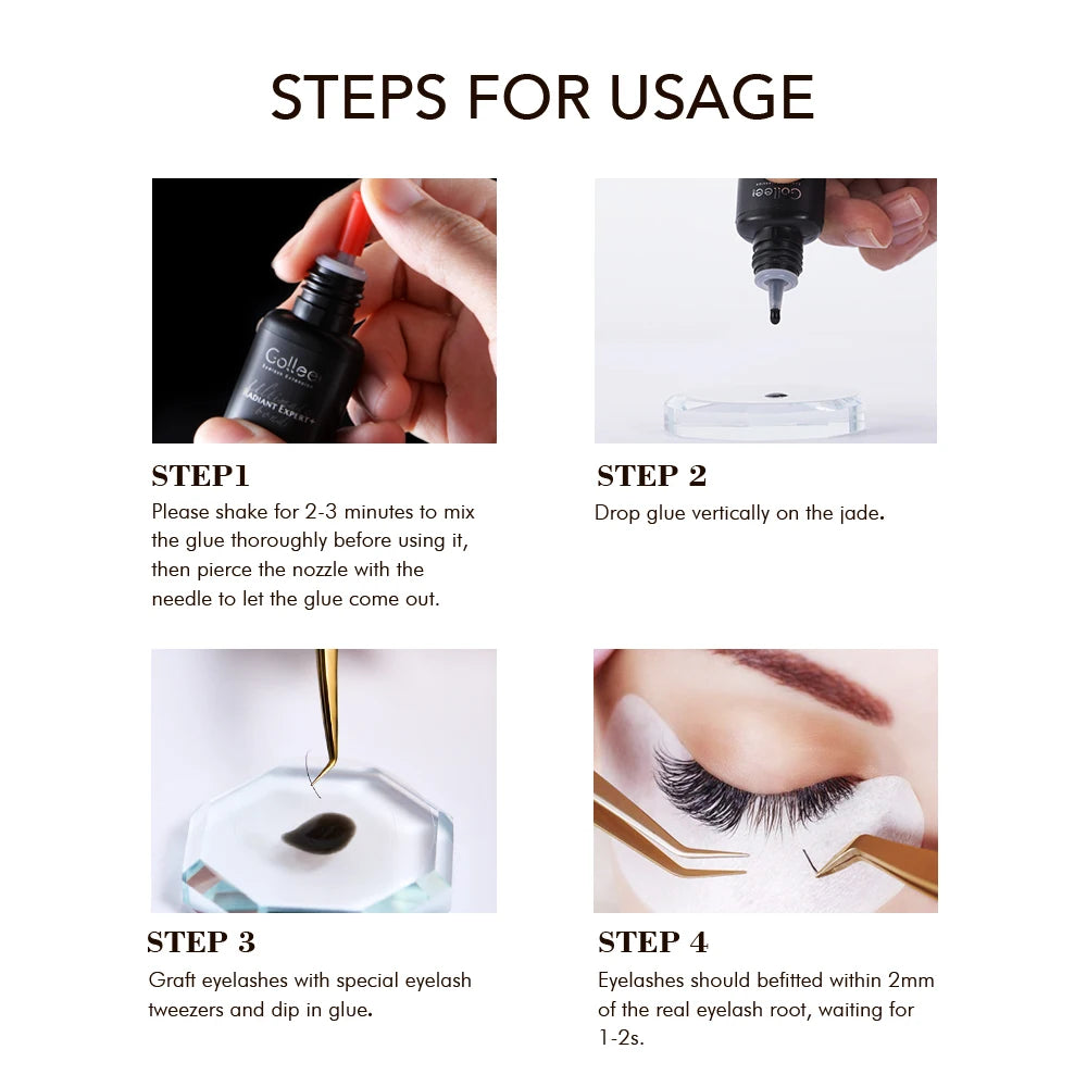 Gollee Glue for Eyelashes 0.5s eyelash Extensions professional eyelash adhesive Waterproof lash supplies for Salon Eyelash glue