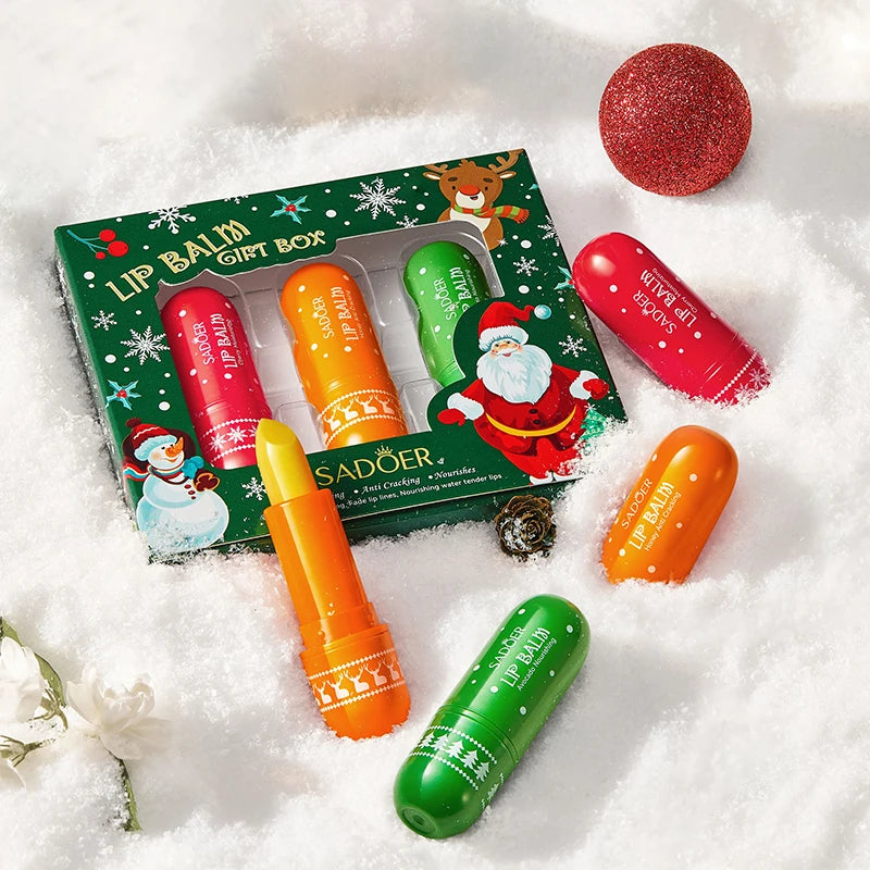 SADOER Christmas Moisturizing Lipstick Anti Cracking Hydrating Repair Nourishing Plump Lips Lip Balm Lip Plumper Skin Care