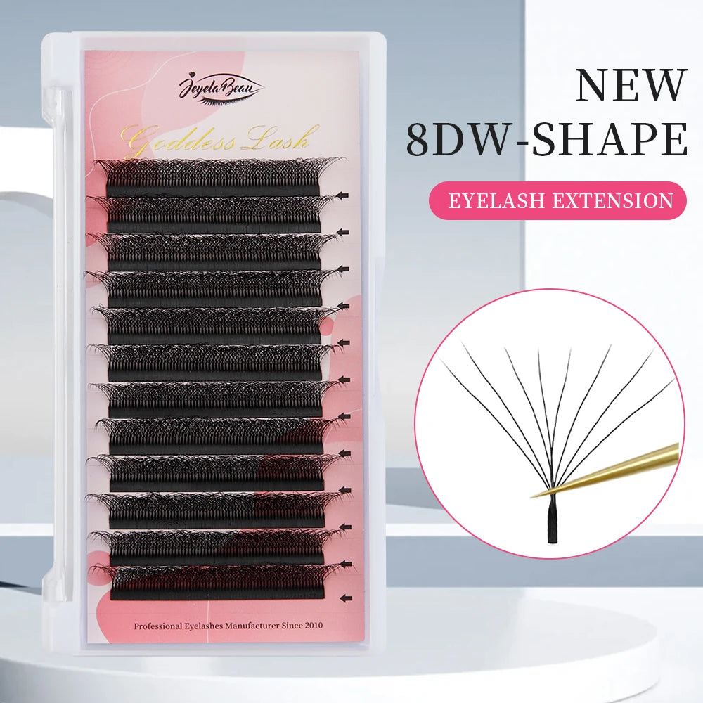 Goddess 3D/4D/5D/6D/7D/8D W Shape Lashes 4D Premade Fan Lash Extensions 0.07 C/D Curl Natural Soft High Quality Individual Lashe